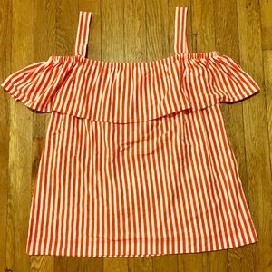 J. Crew red striped off the shoulder top - NWT